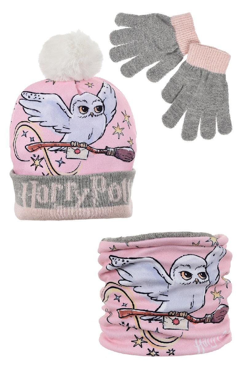 SET 6 KS SOUPRAVA  ČEPICE, NÁKRČNÍK A RUKAVICE HARRY POTTER, 3x52,3x54
