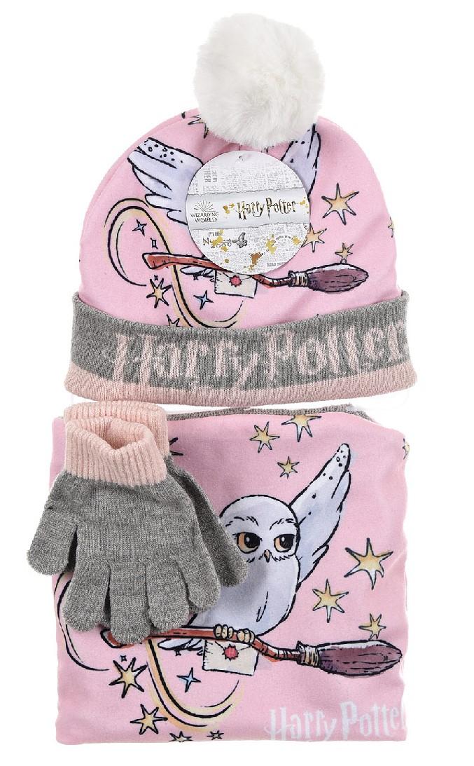 SET 6 KS SOUPRAVA  ČEPICE, NÁKRČNÍK A RUKAVICE HARRY POTTER, 3x52,3x54