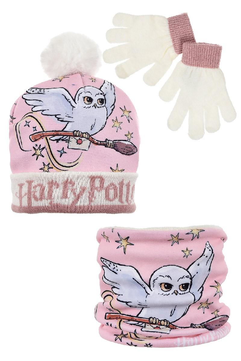 SET 6 KS SOUPRAVA  ČEPICE, NÁKRČNÍK A RUKAVICE HARRY POTTER, 3x52,3x54