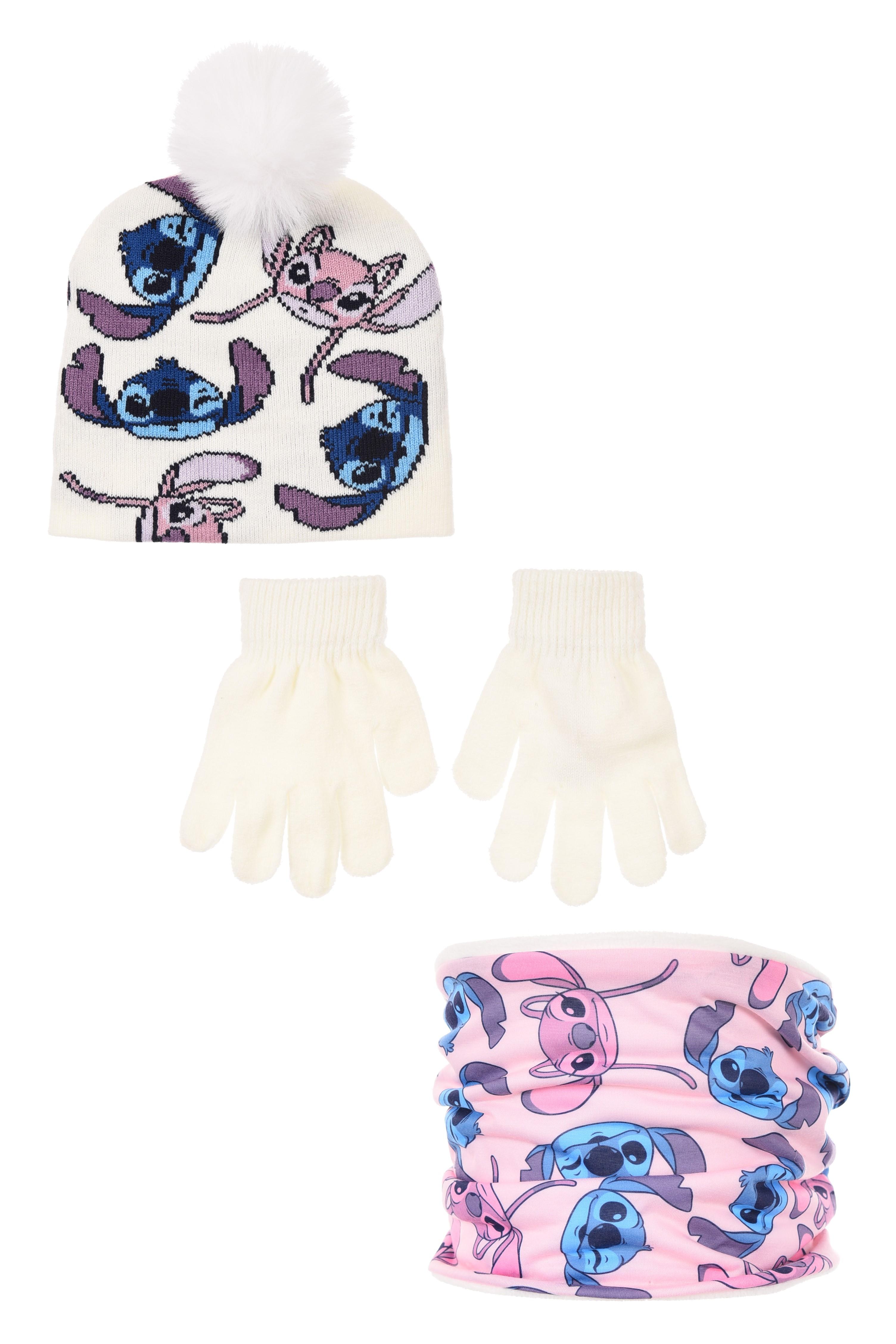 SADA 6 KS SOUPRAVA NÁKRČNÍK ČEPICE  A RUKAVICE LILO A STITCH, 3x52,3x54