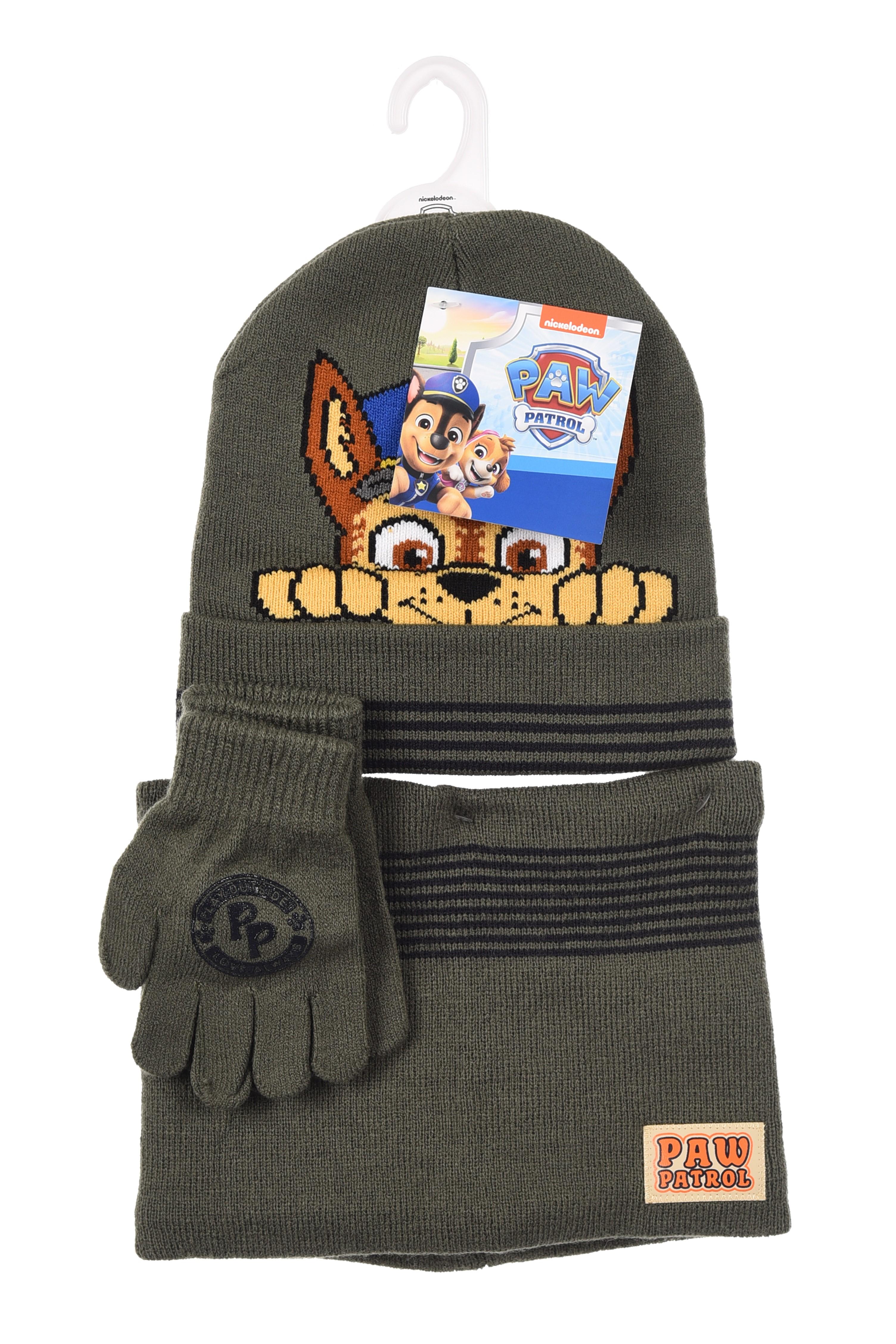 SOUPRAVA ČEPICE, NÁKRČNÍK  A RUKAVICE TLAPKOVÁ PATROLA, 52