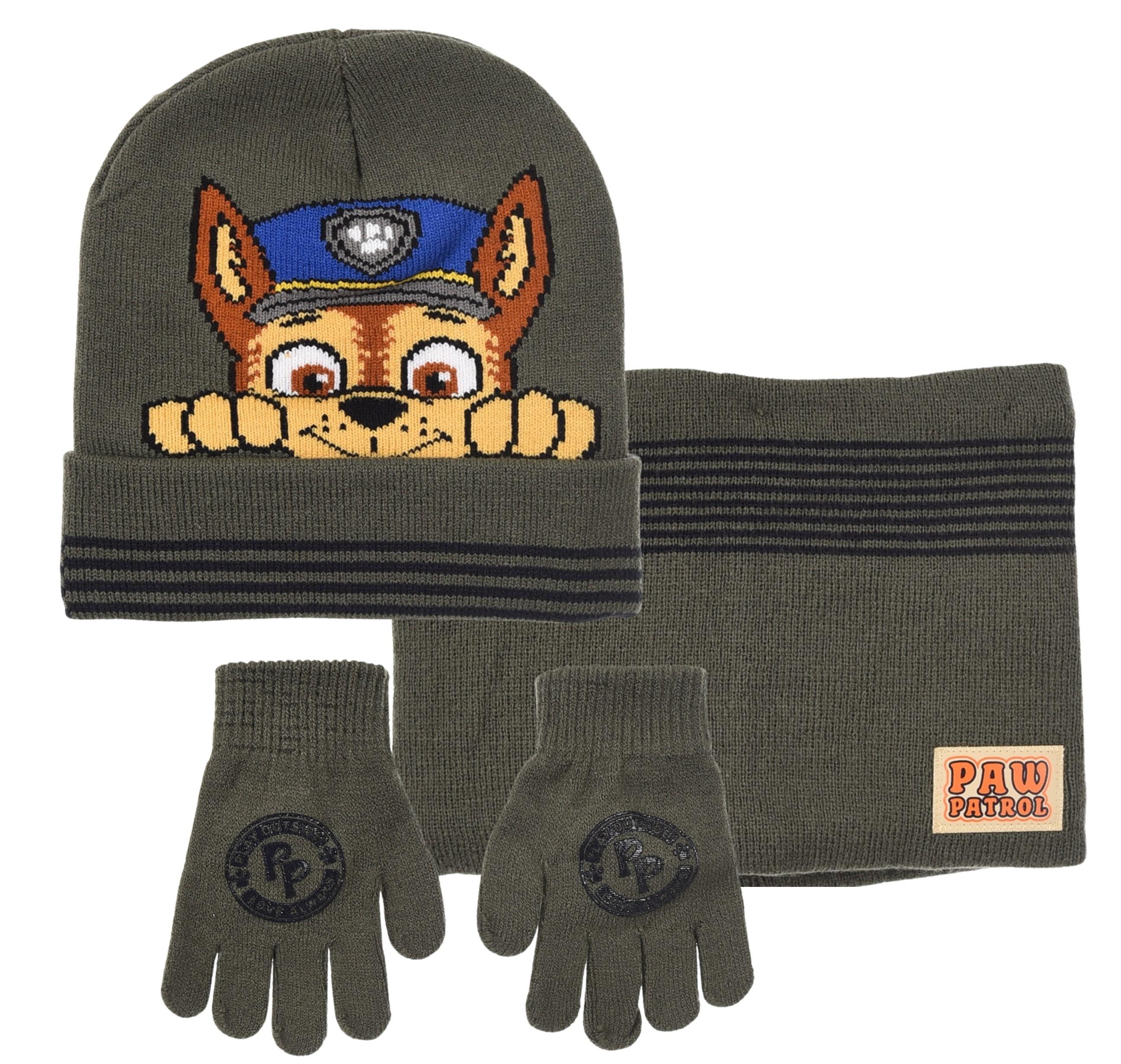 SOUPRAVA ČEPICE, NÁKRČNÍK  A RUKAVICE TLAPKOVÁ PATROLA, 54