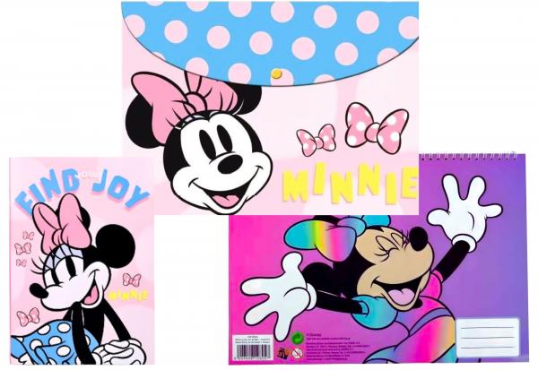 SADA ZÁPISNÍK,  BLOK SE SAMOLEPKAMI A SLOŽKA MINNIE