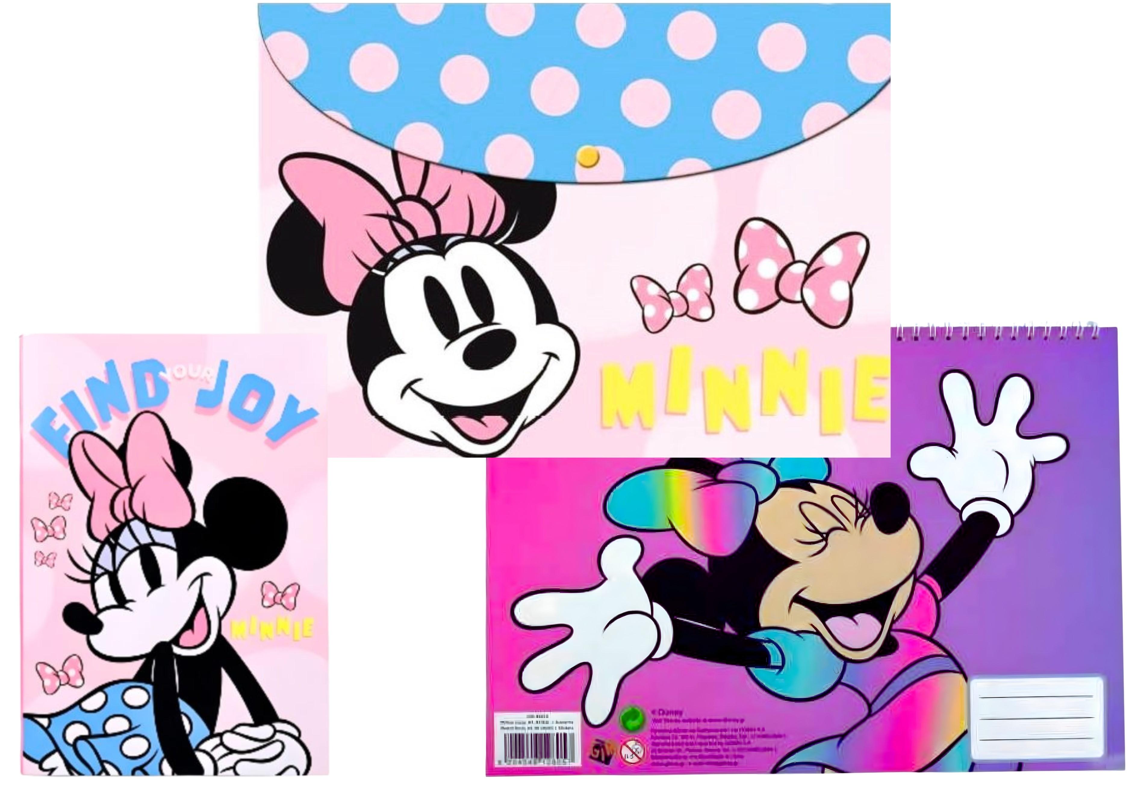 SADA ZÁPISNÍK,  BLOK SE SAMOLEPKAMI A SLOŽKA MINNIE, uni