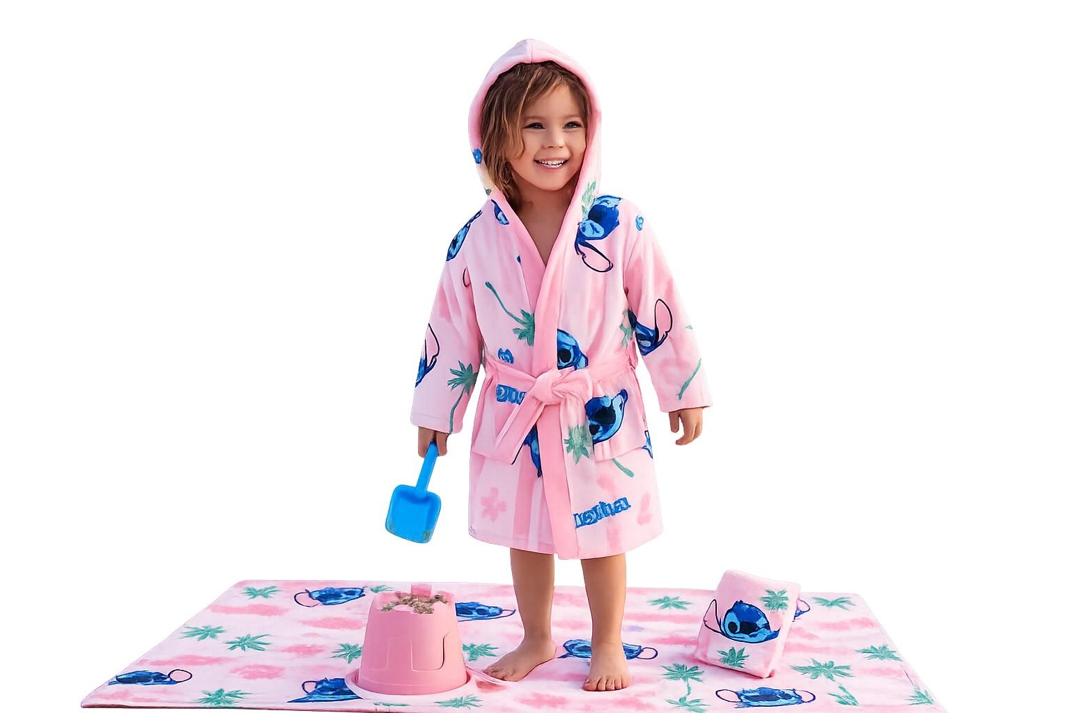 AYMAX 3dílná souprava župan, osuška a žínka LILO A STITCH, vel. 110-116