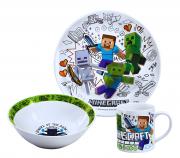 3 - DÍLNÁ KERAMICKÁ SOUPRAVA MINECRAFT