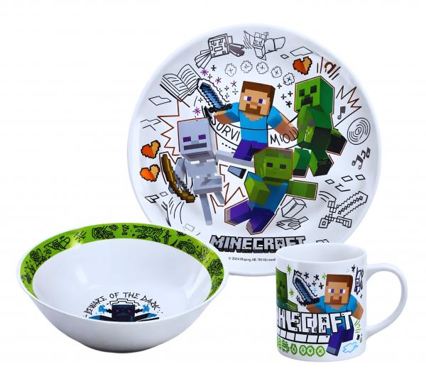 3 - DÍLNÁ KERAMICKÁ SOUPRAVA MINECRAFT